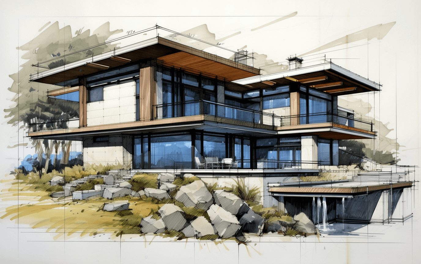 Architectural 3d house drawing