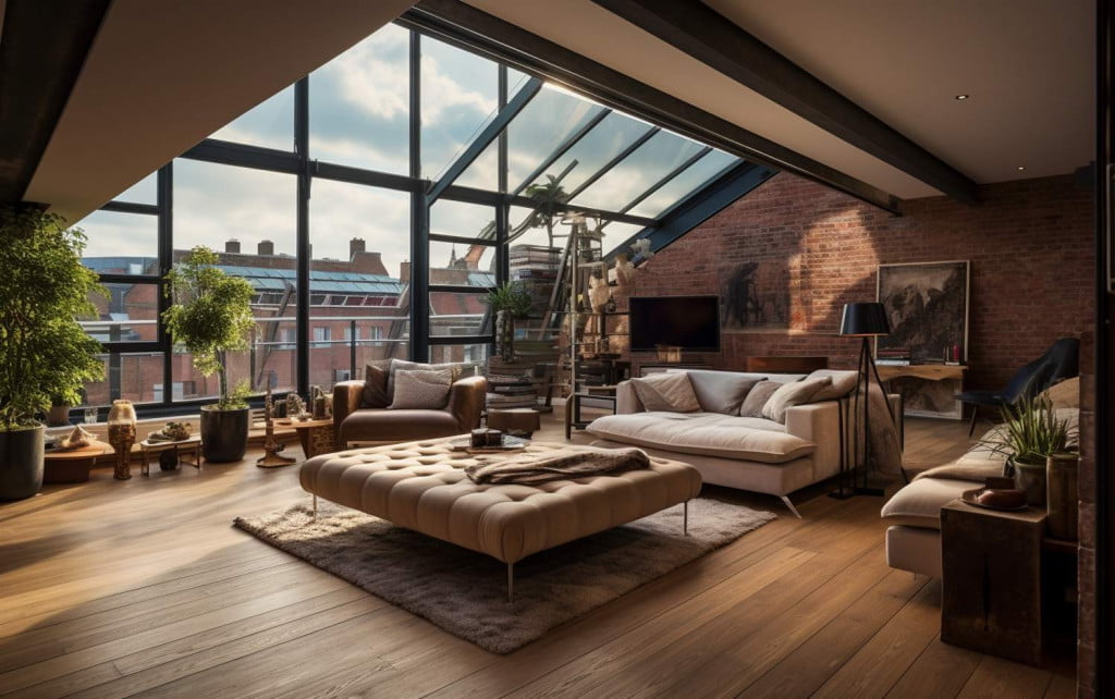 large window and contemporary attic conversion