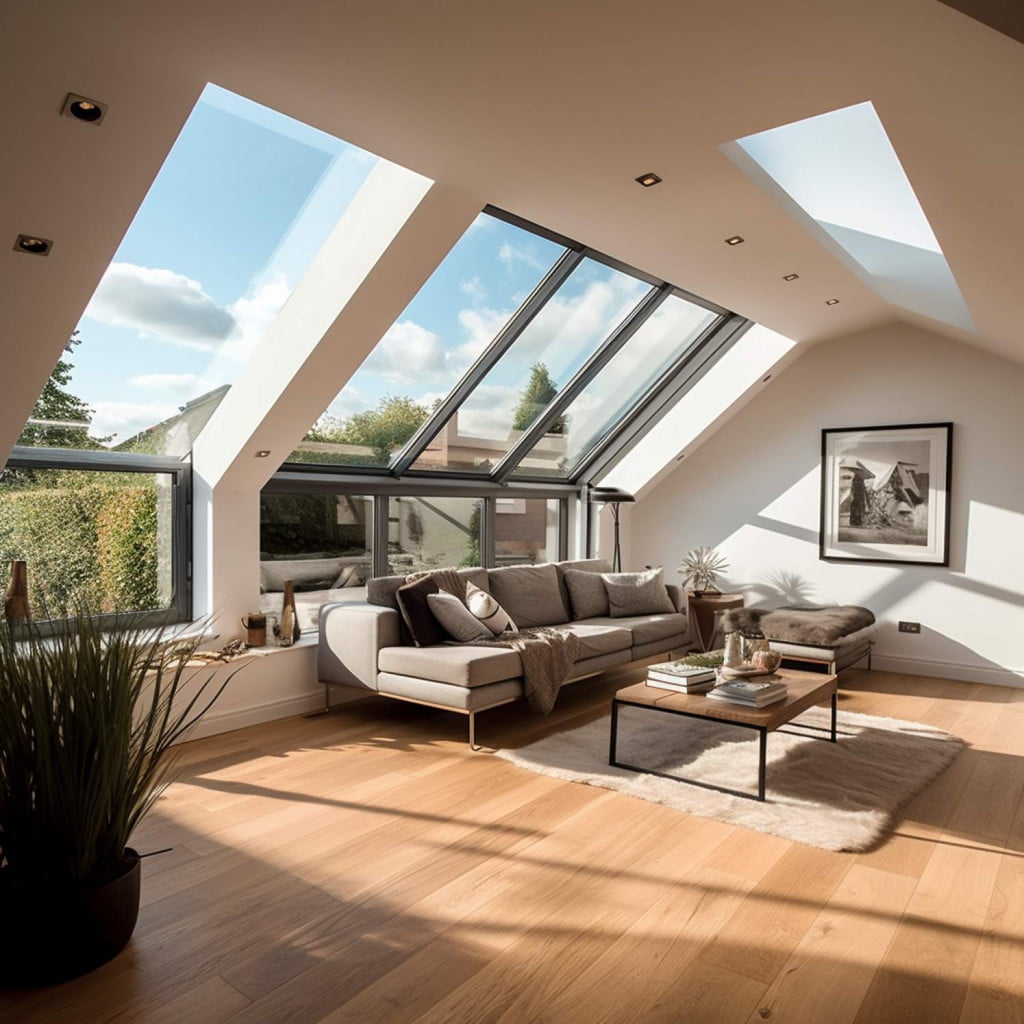 loft living room Velux-window and roof light