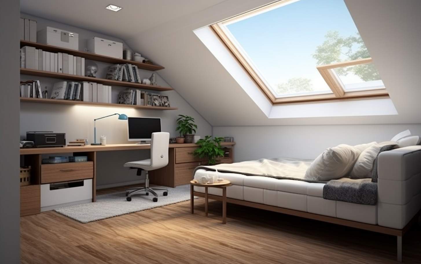 loft office and bedroom space