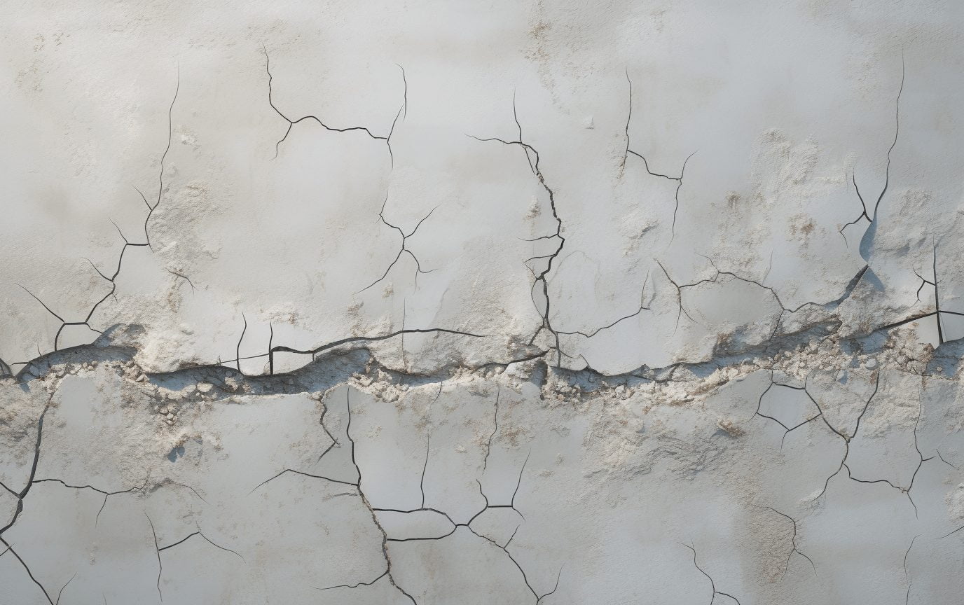 wall covered in settlement cracks
